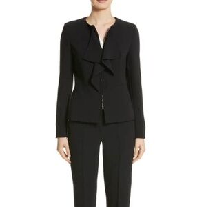 MaxMara Jacket‎ Giralda Stretch Wool Ruffle Blazer SZ US 8